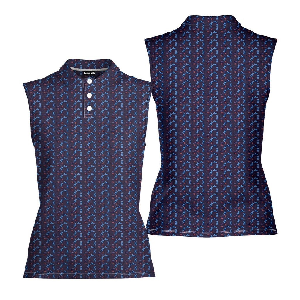 XY Chromosomes-Women Sleeveless Polo Shirt-Gerbera Prints