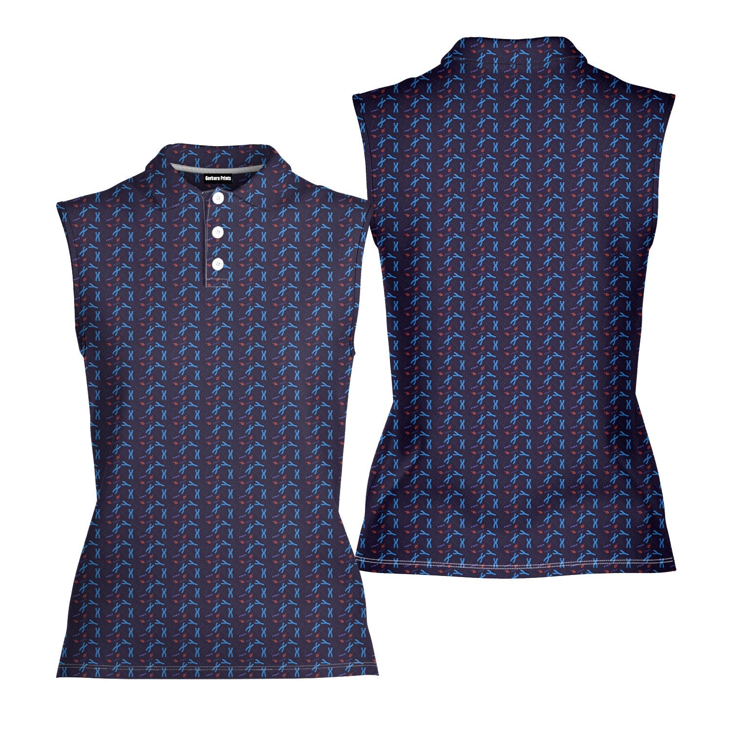 XY Chromosomes-Women Sleeveless Polo Shirt-Gerbera Prints