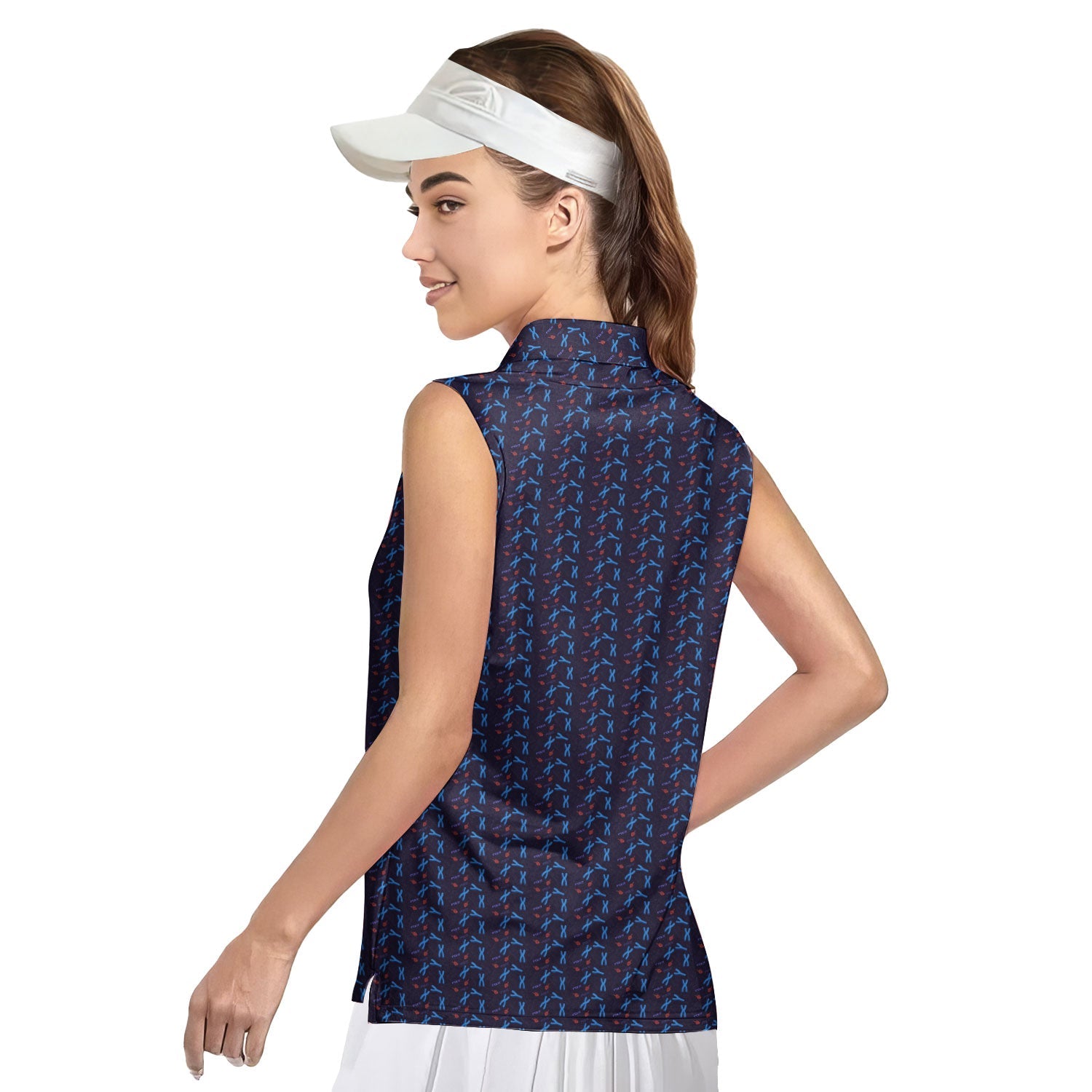 XY Chromosomes-Women Sleeveless Polo Shirt-Gerbera Prints
