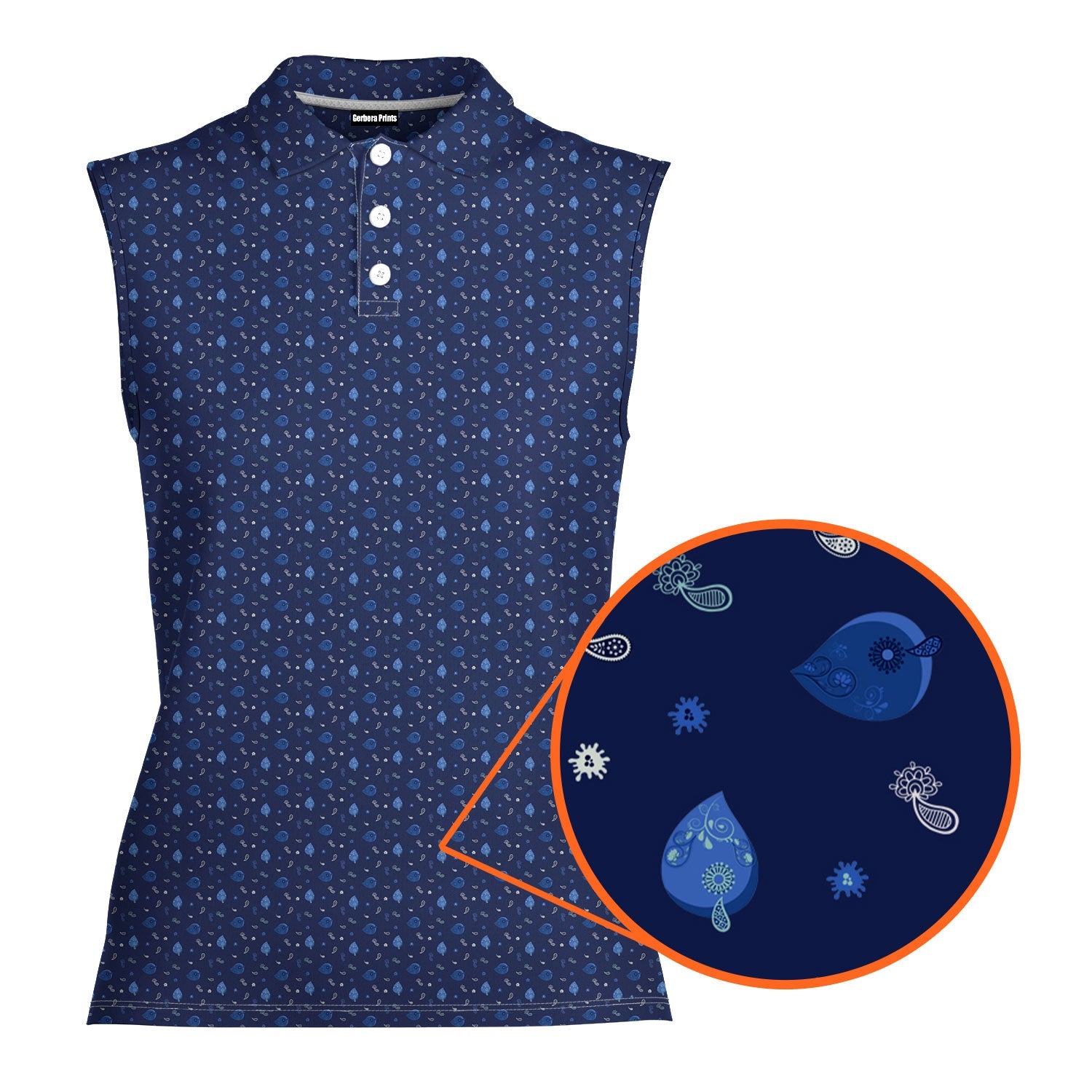 Milk Jugs-Women Sleeveless Polo Shirt-Gerbera Prints