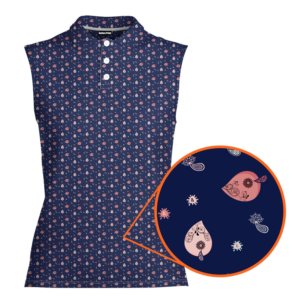Milk Jugs-Women Sleeveless Polo Shirt-Gerbera Prints