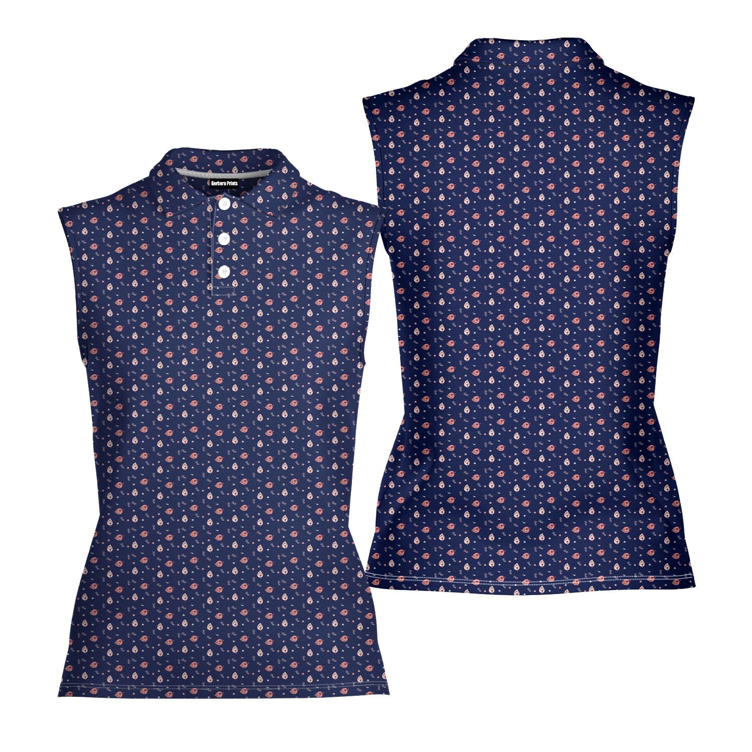 Milk Jugs-Women Sleeveless Polo Shirt-Gerbera Prints