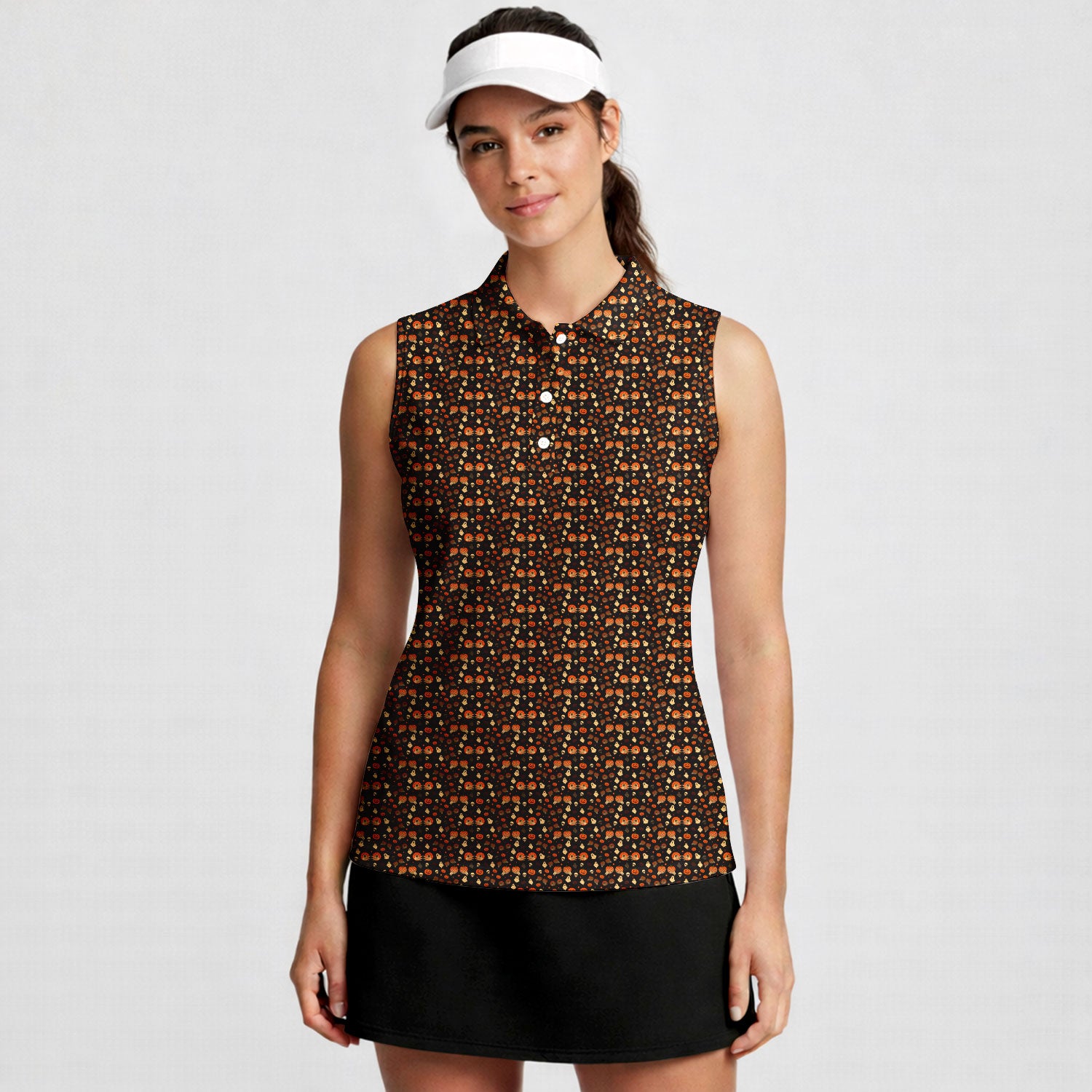 Honkin’ Pumpkins-Women Sleeveless Polo Shirt-Gerbera Prints