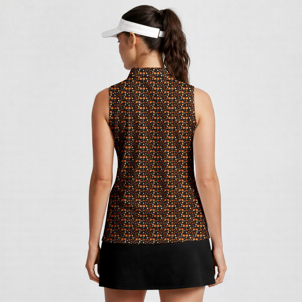 Honkin’ Pumpkins-Women Sleeveless Polo Shirt-Gerbera Prints