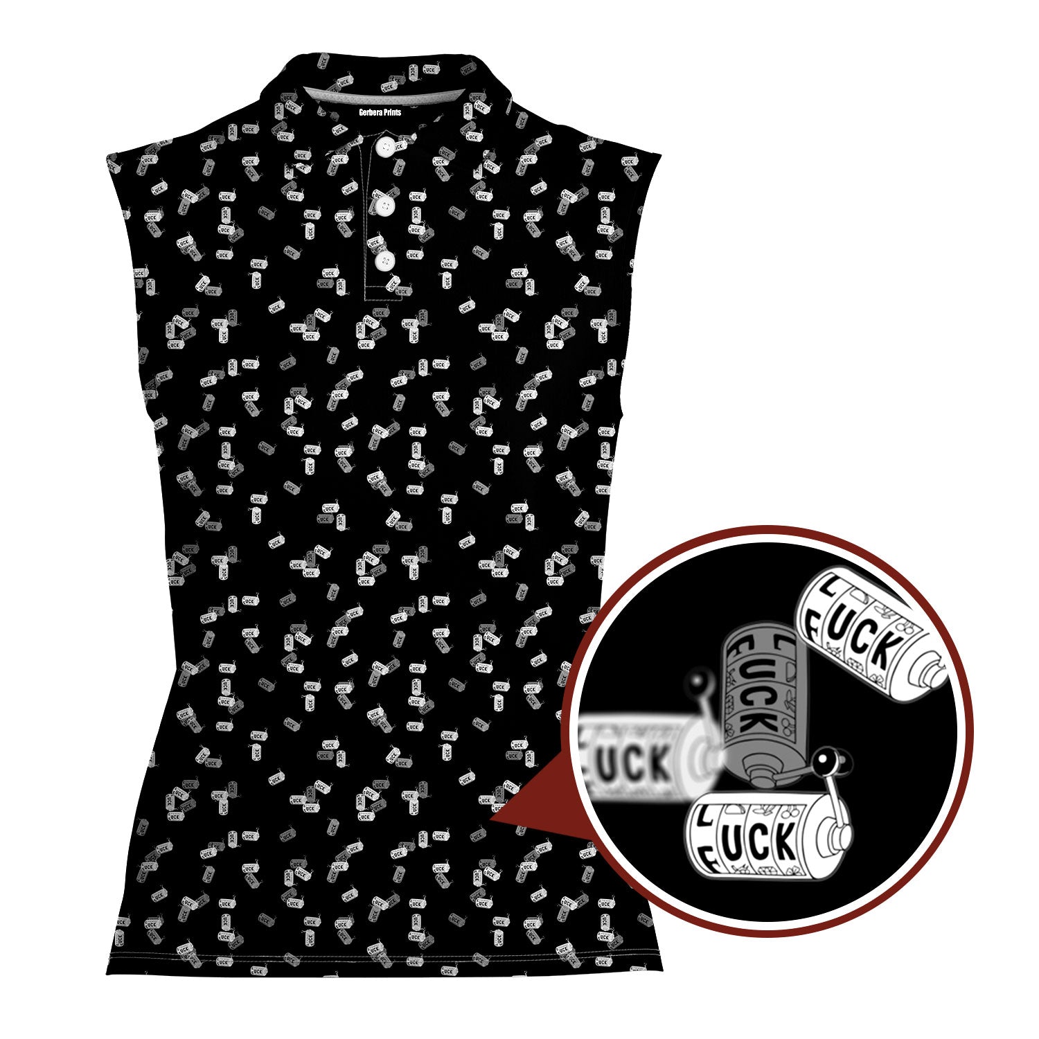 Getting Lucky-Women Sleeveless Polo Shirt-Gerbera Prints