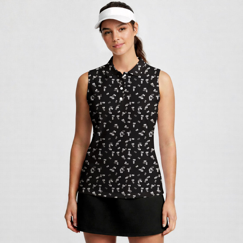 Getting Lucky-Women Sleeveless Polo Shirt-Gerbera Prints