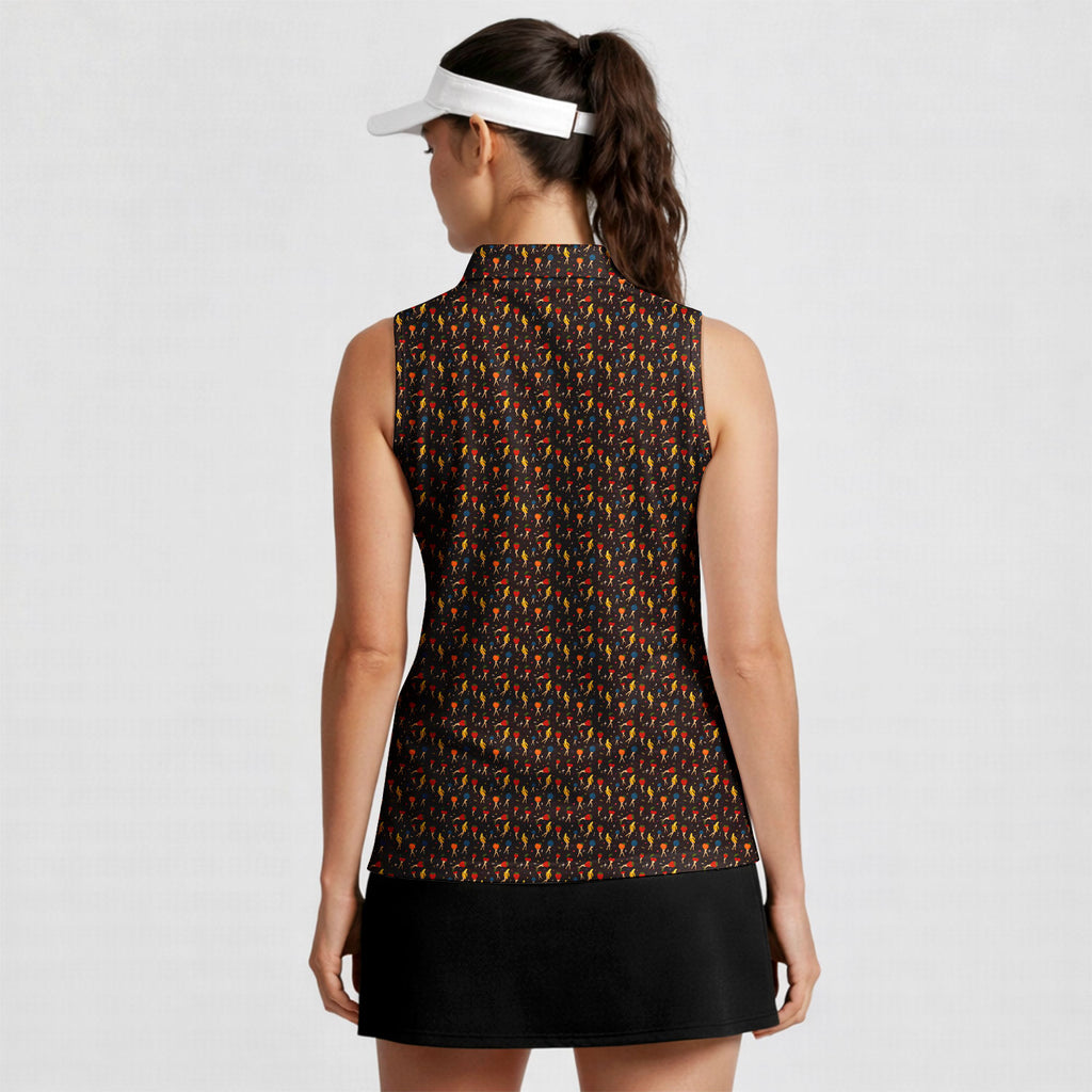 Legs For Days-Women Sleeveless Polo Shirt-Gerbera Prints