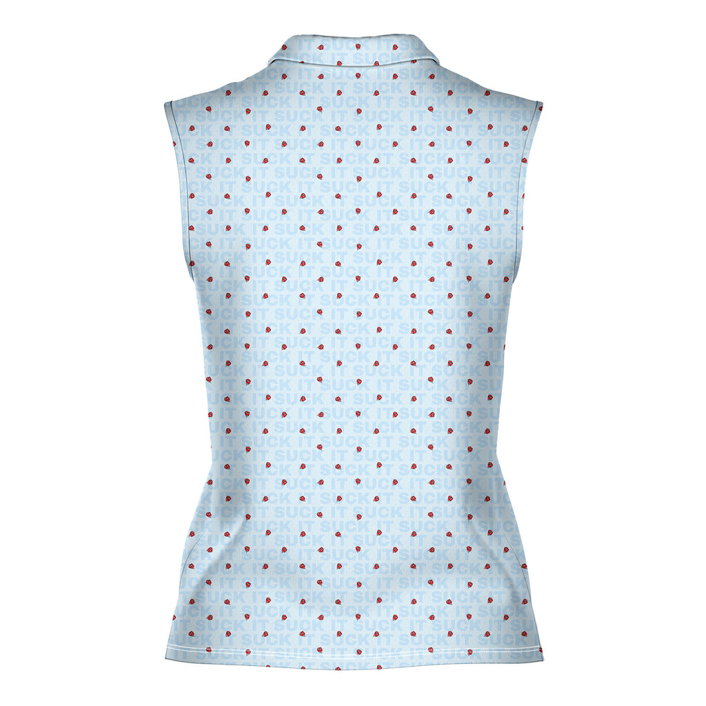 Suck It-Women Sleeveless Polo Shirt-Gerbera Prints