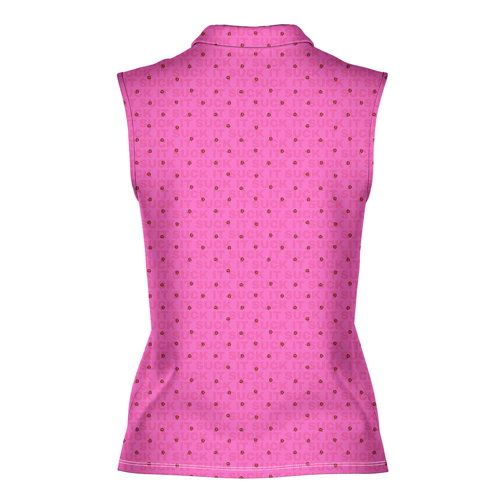 Suck It-Women Sleeveless Polo Shirt-Gerbera Prints