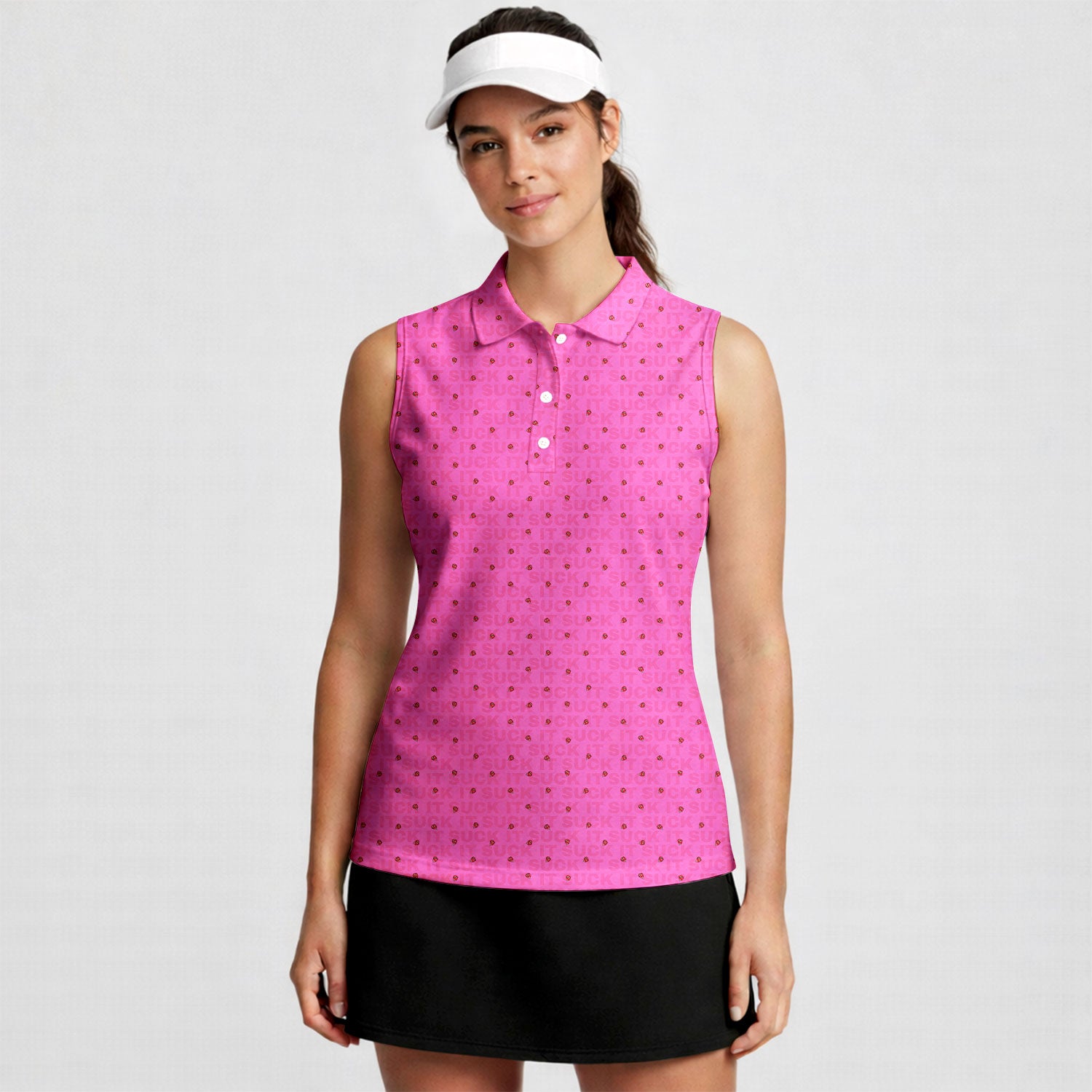 Suck It-Women Sleeveless Polo Shirt-Gerbera Prints