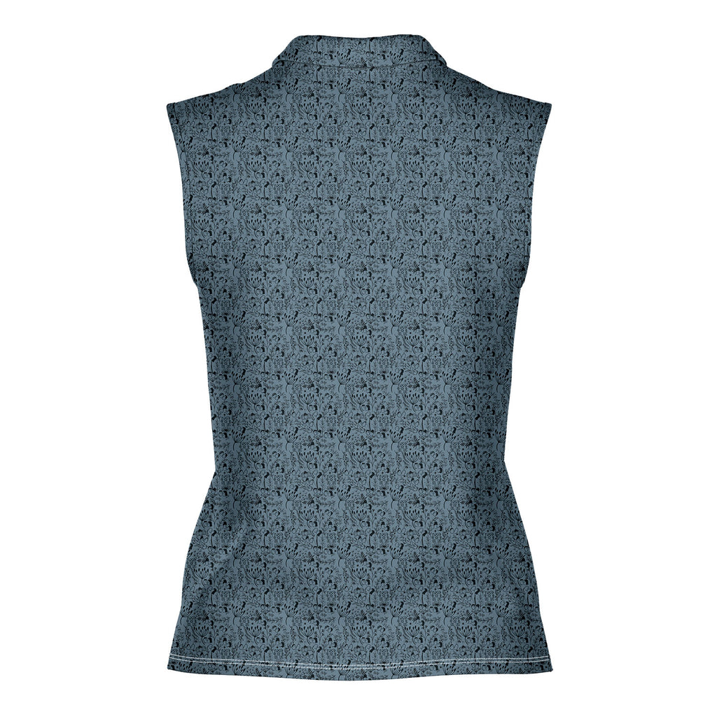 Swap Spit-Women Sleeveless Polo Shirt-Gerbera Prints