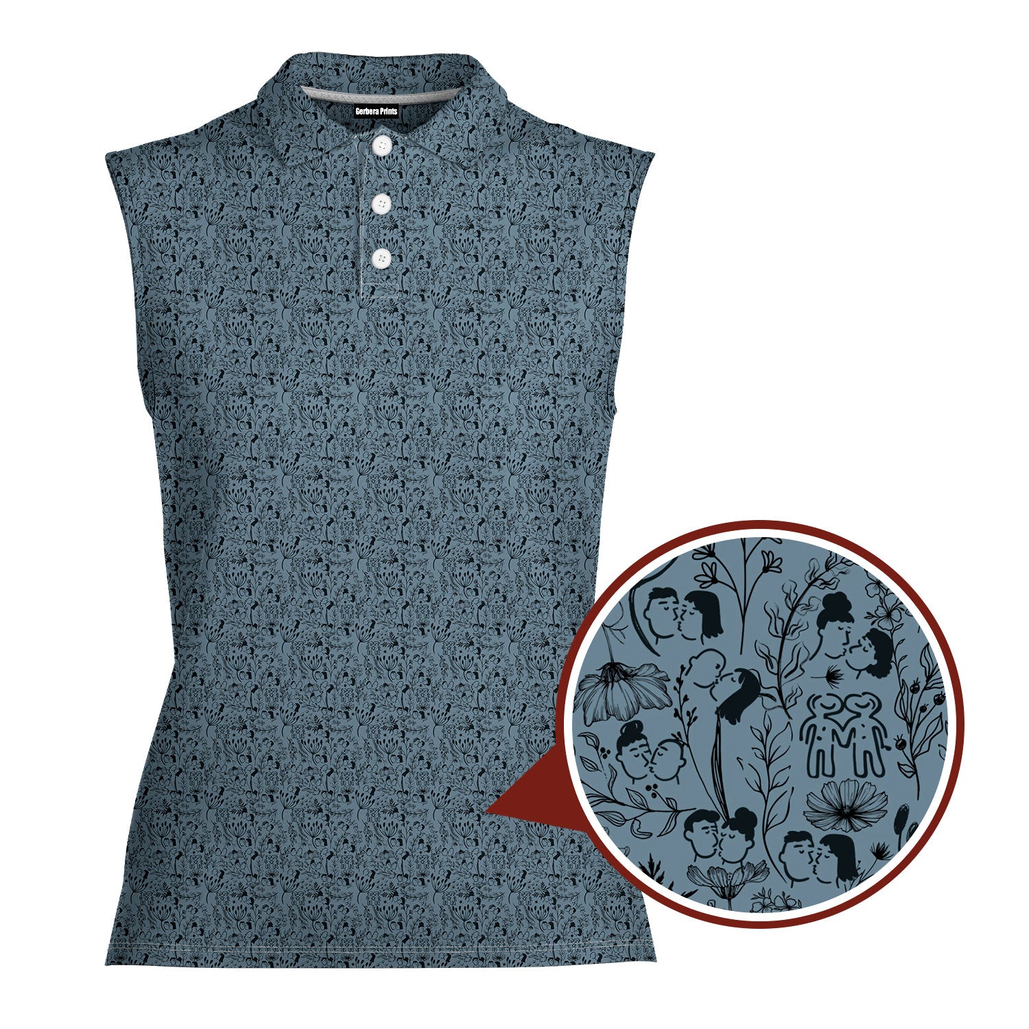 Swap Spit-Women Sleeveless Polo Shirt-Gerbera Prints