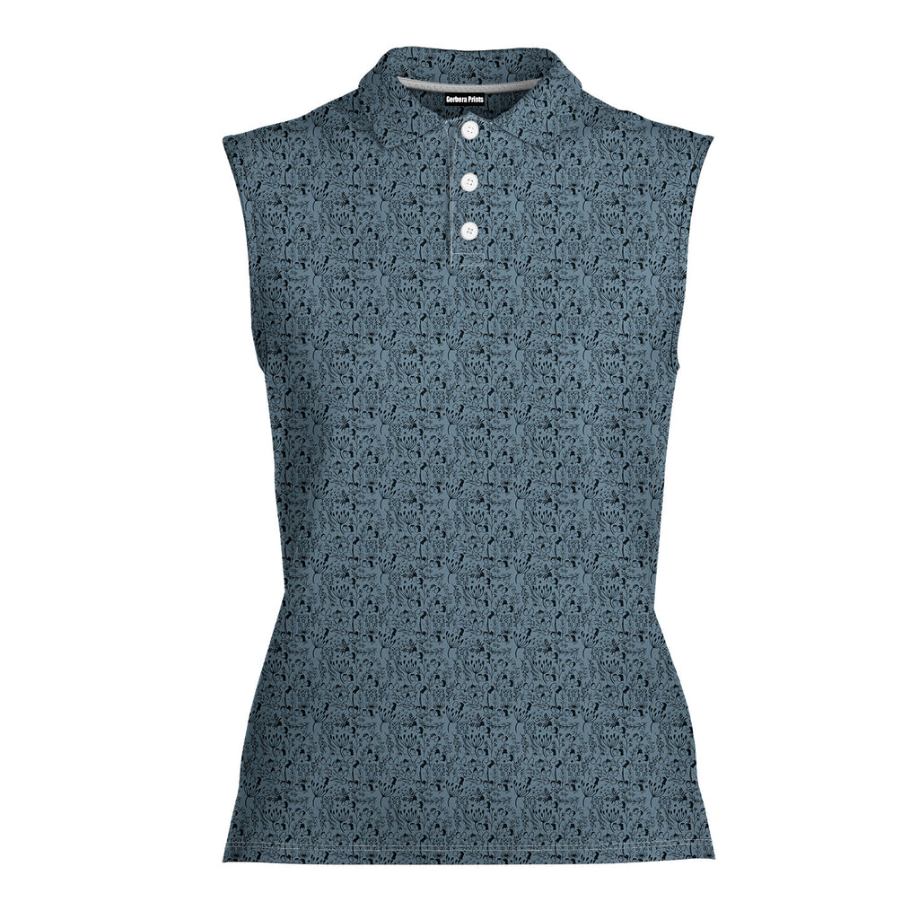 Swap Spit-Women Sleeveless Polo Shirt-Gerbera Prints