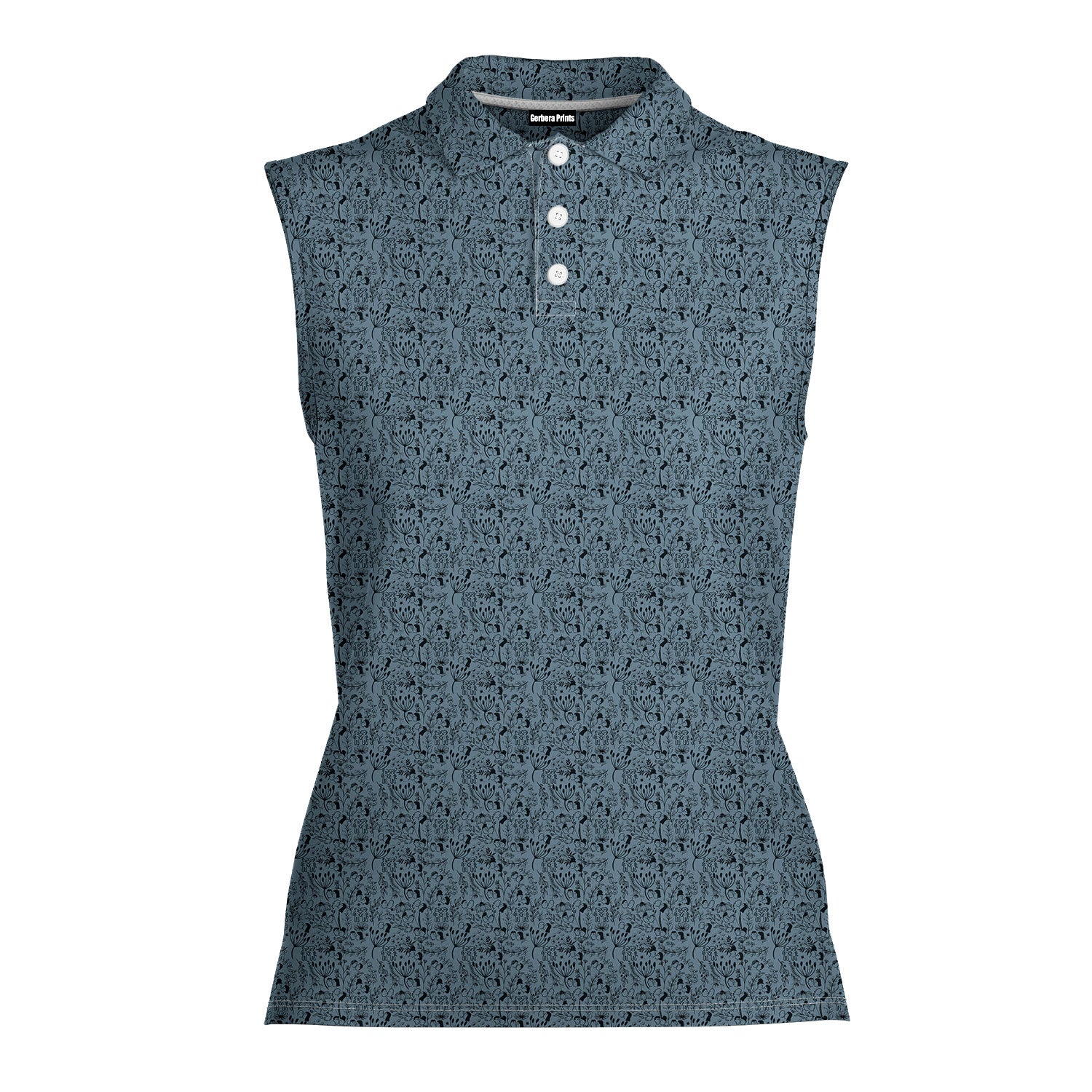 Swap Spit-Women Sleeveless Polo Shirt-Gerbera Prints