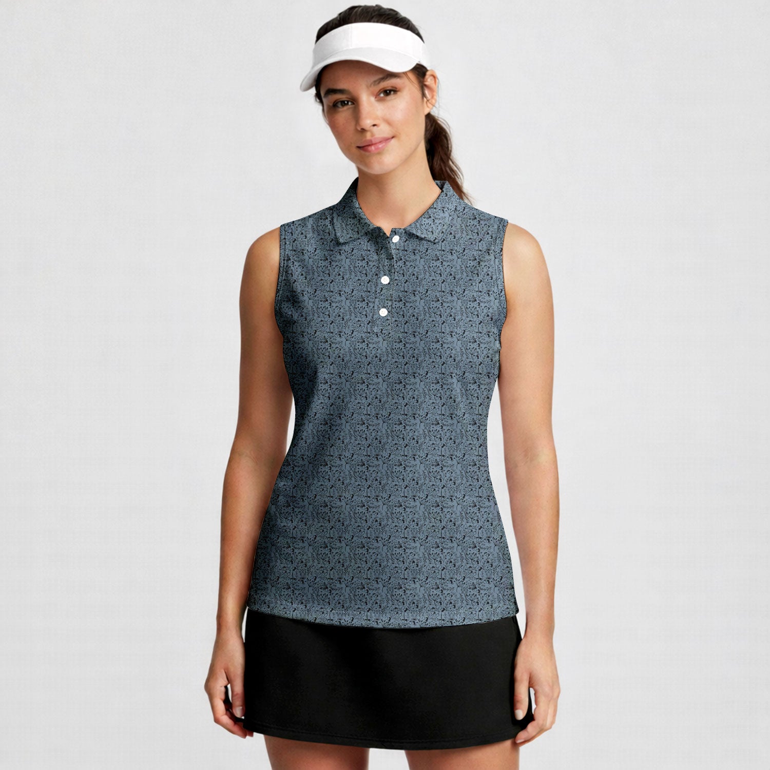 Swap Spit-Women Sleeveless Polo Shirt-Gerbera Prints