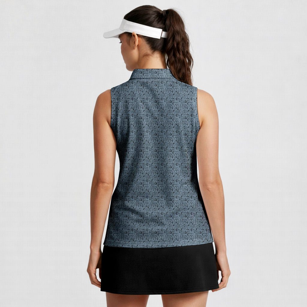 Swap Spit-Women Sleeveless Polo Shirt-Gerbera Prints