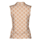 Lone Spur sleeveless golf polo for women in Orange, back flat lay