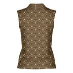Lone Spur sleeveless golf polo for women in Tan, back flat lay