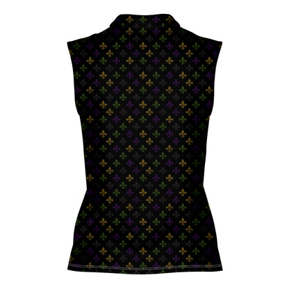 Here for the Beads - Ladies Sleeveless Golf Polo Shirt