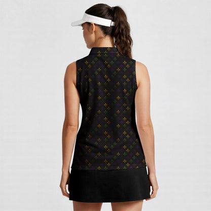 Here for the Beads - Ladies Sleeveless Golf Polo Shirt