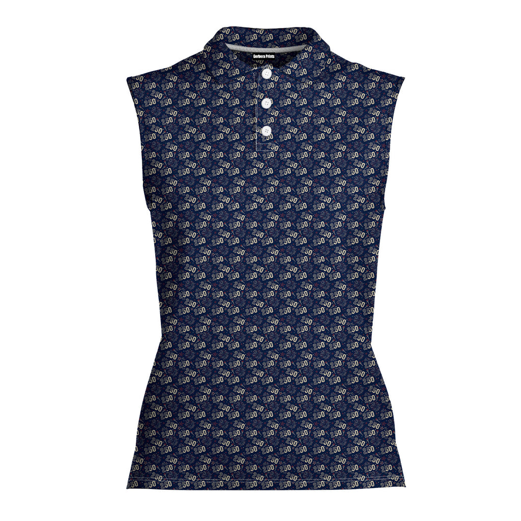 250th Anniversary-Women Sleeveless Polo Shirt-Gerbera Prints