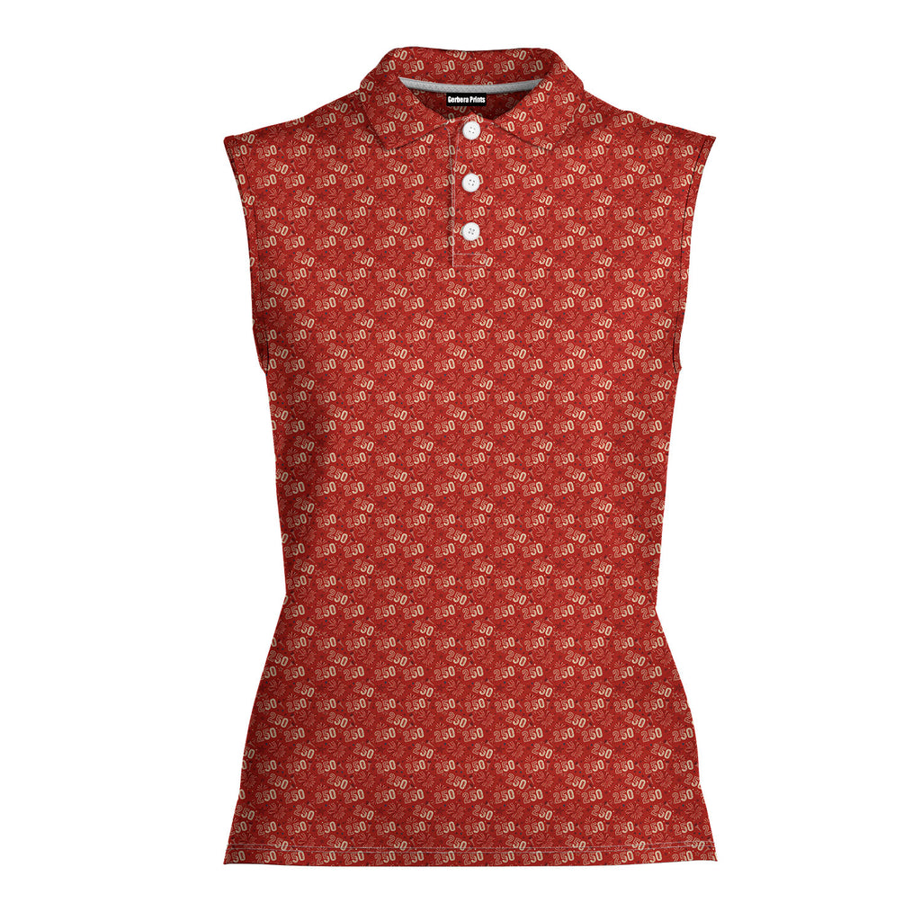 250th Anniversary-Women Sleeveless Polo Shirt-Gerbera Prints