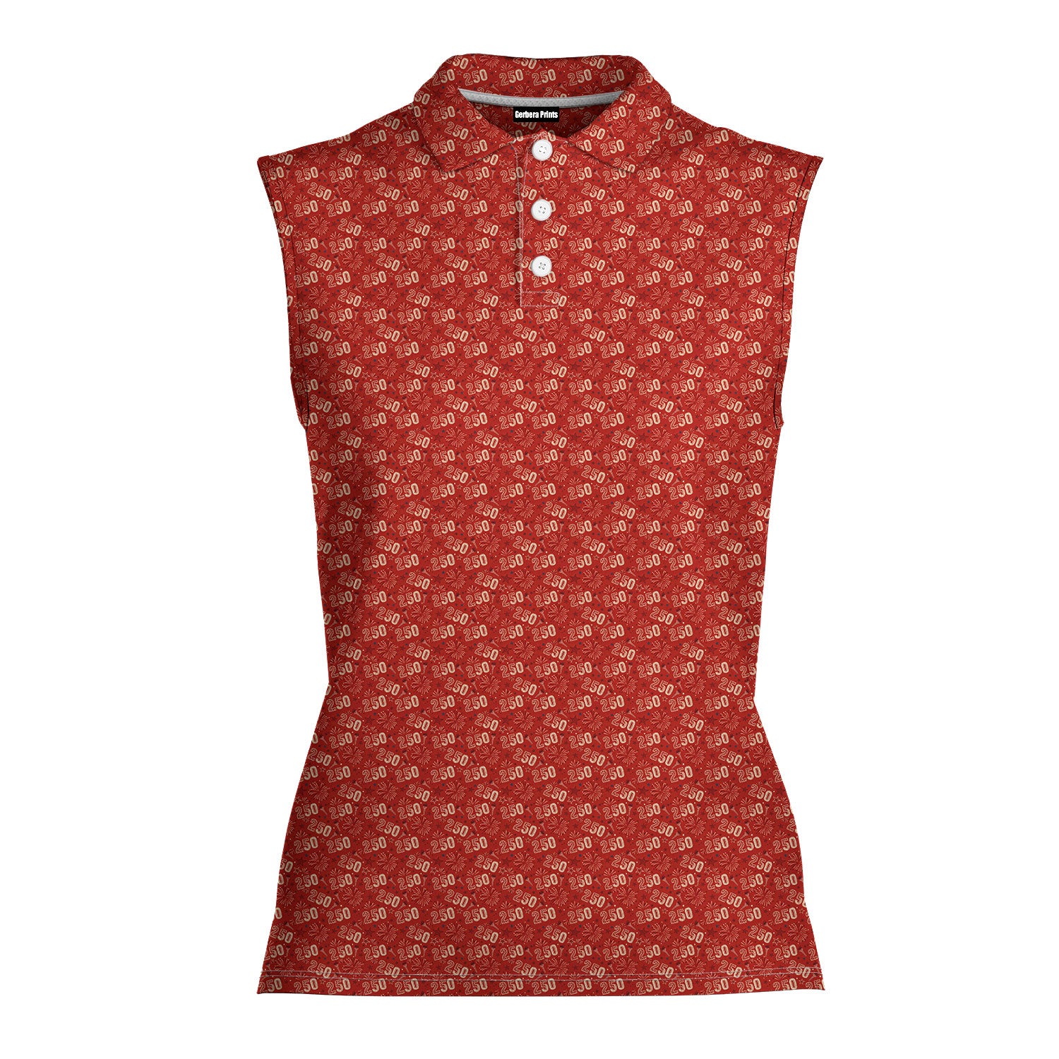 250th Anniversary-Women Sleeveless Polo Shirt-Gerbera Prints