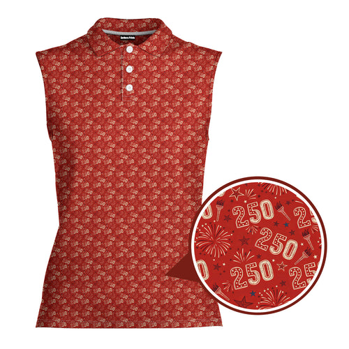 250th Anniversary-Women Sleeveless Polo Shirt-Gerbera Prints