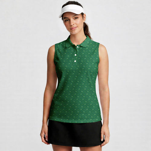 Lucky Pints-Women Sleeveless Polo Shirt-Gerbera Prints