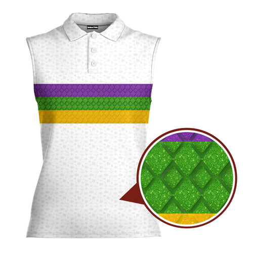 Phat Tuesday-Women Sleeveless Polo Shirt-Gerbera Prints