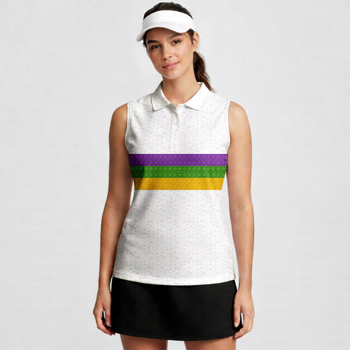 Phat Tuesday-Women Sleeveless Polo Shirt-Gerbera Prints