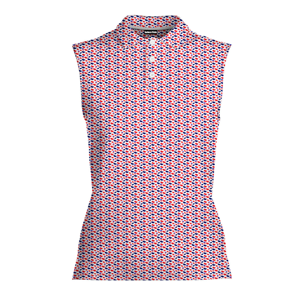 Since 1776-Women Sleeveless Polo Shirt-Gerbera Prints