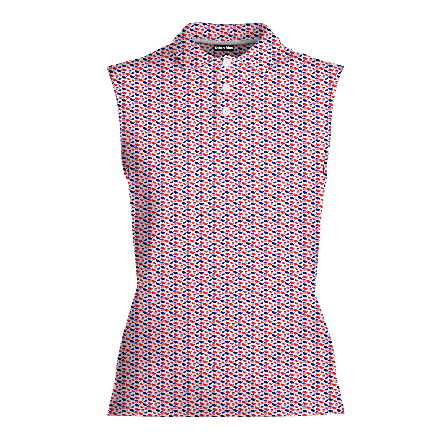 Since 1776-Women Sleeveless Polo Shirt-Gerbera Prints