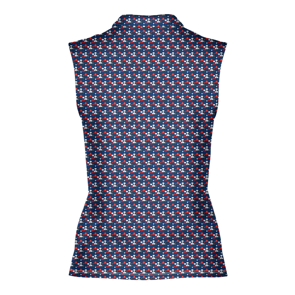 The Patriot-Women Sleeveless Polo Shirt-Gerbera Prints