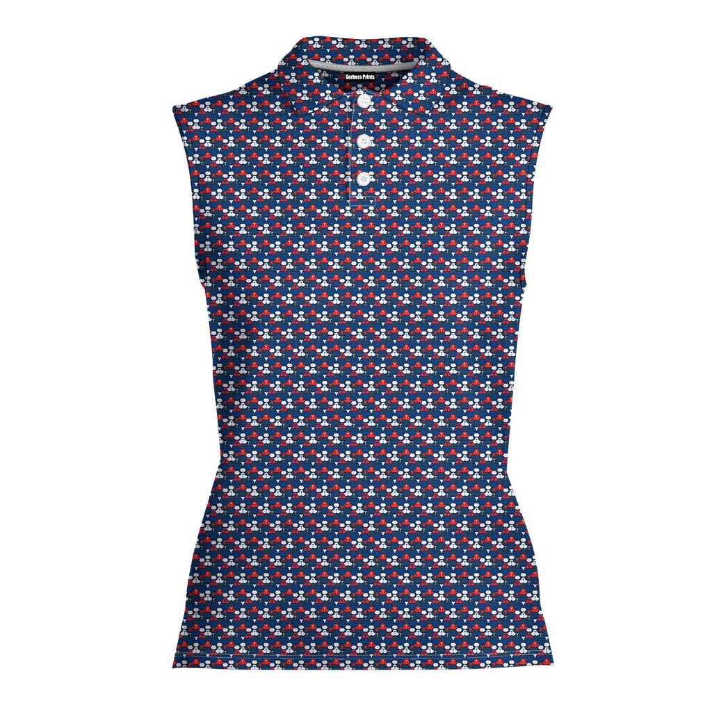 The Patriot-Women Sleeveless Polo Shirt-Gerbera Prints
