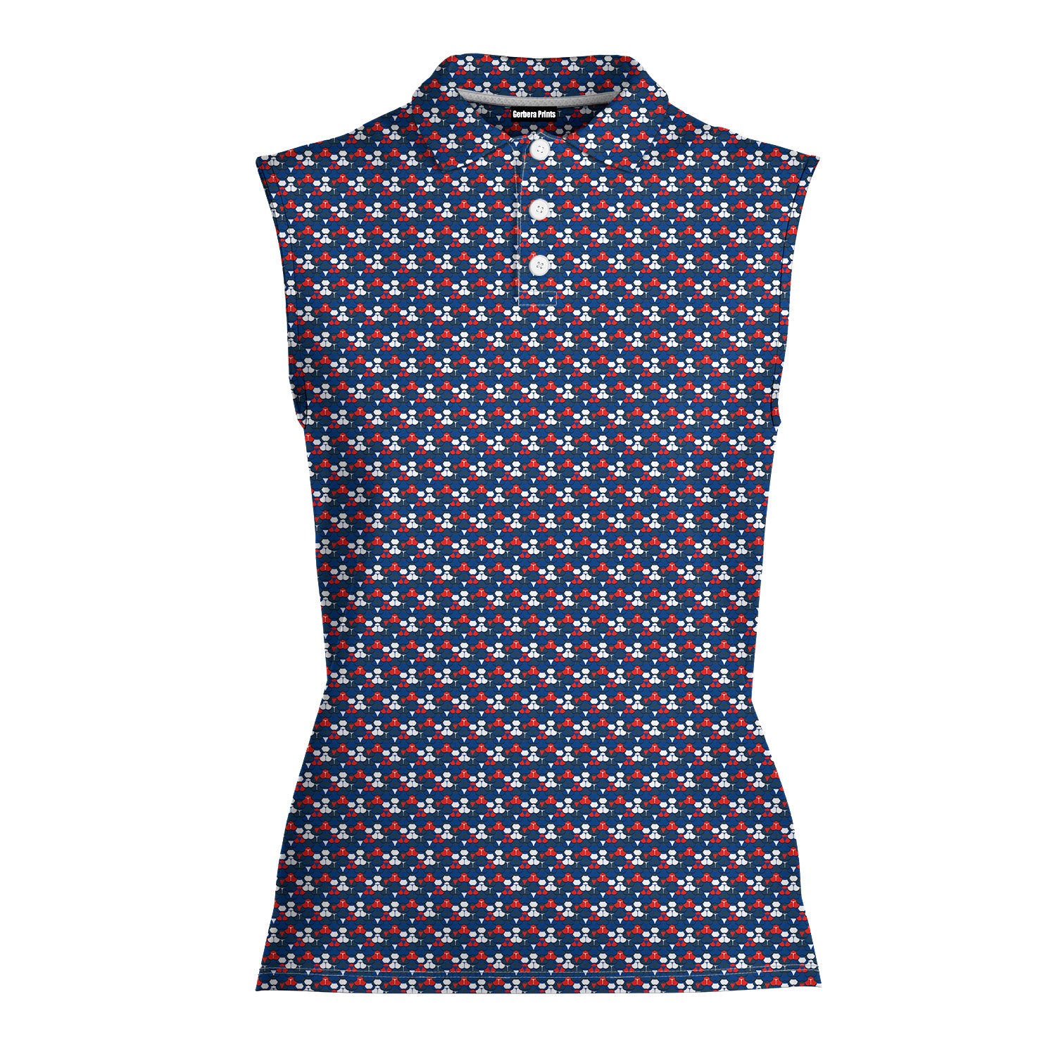 The Patriot-Women Sleeveless Polo Shirt-Gerbera Prints