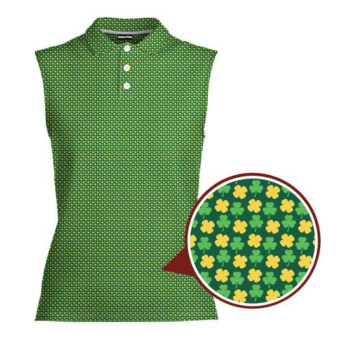 Shamrock-Women Sleeveless Polo Shirt-Gerbera Prints