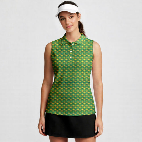 Shamrock-Women Sleeveless Polo Shirt-Gerbera Prints