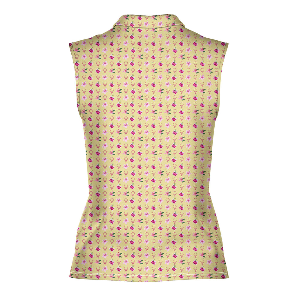 Azalea-Women Sleeveless Polo Shirt-Gerbera Prints