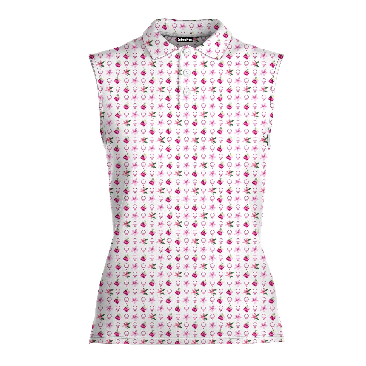 Azalea-Women Sleeveless Polo Shirt-Gerbera Prints