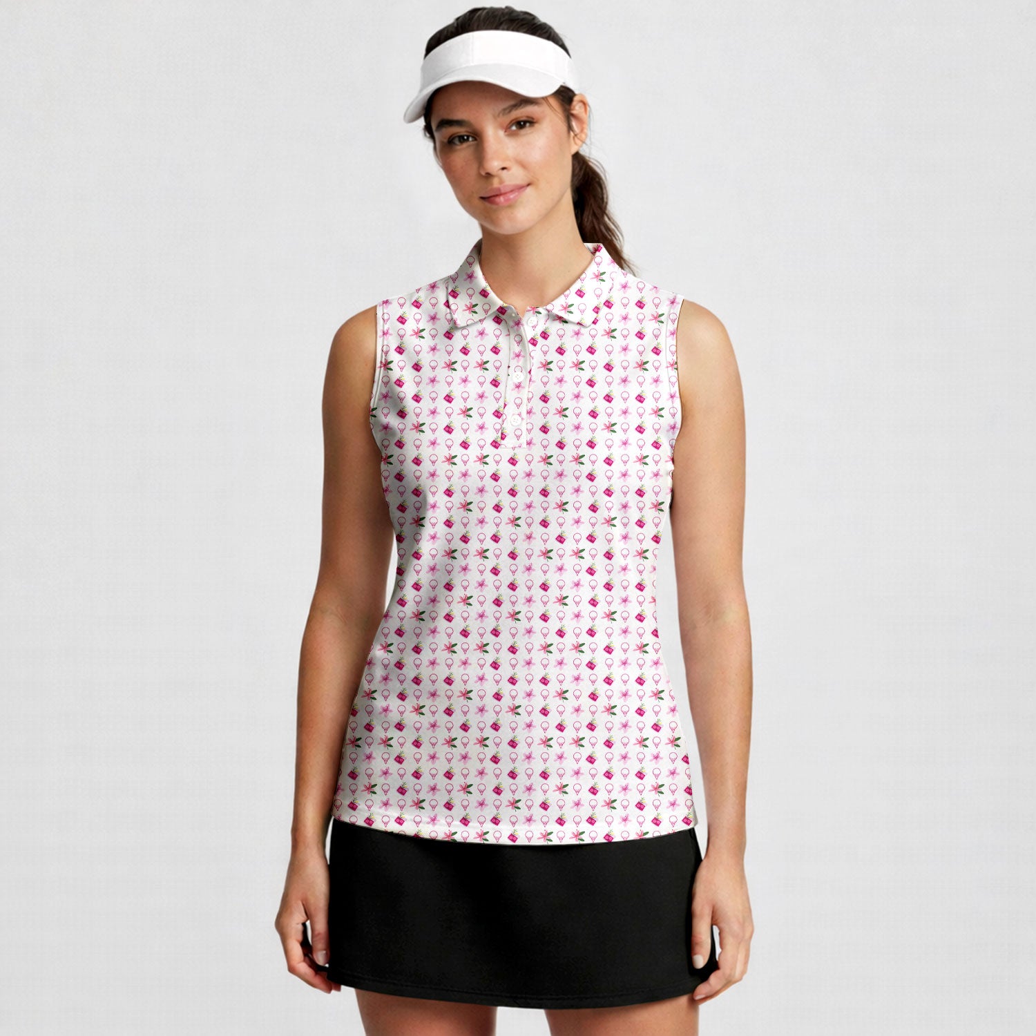 Azalea-Women Sleeveless Polo Shirt-Gerbera Prints