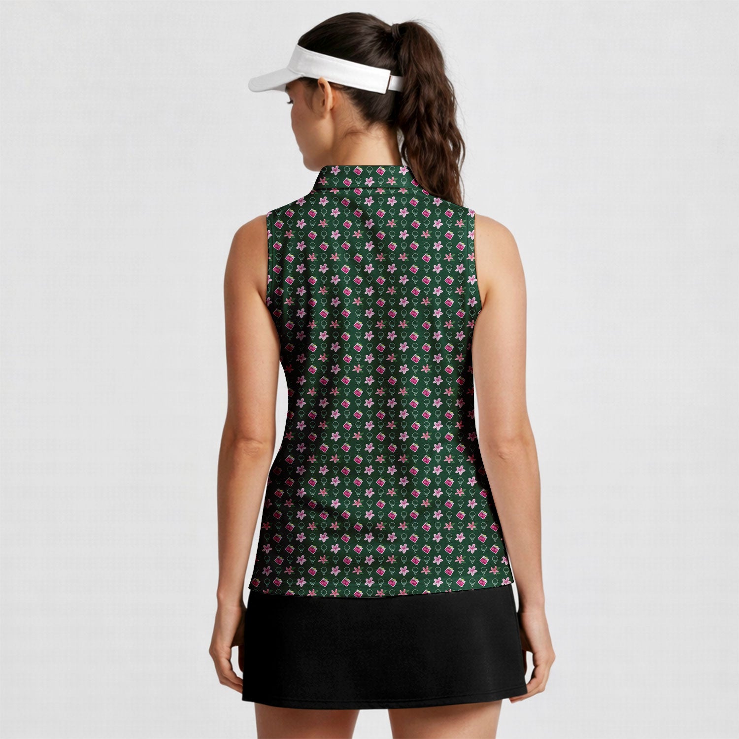 Azalea-Women Sleeveless Polo Shirt-Gerbera Prints