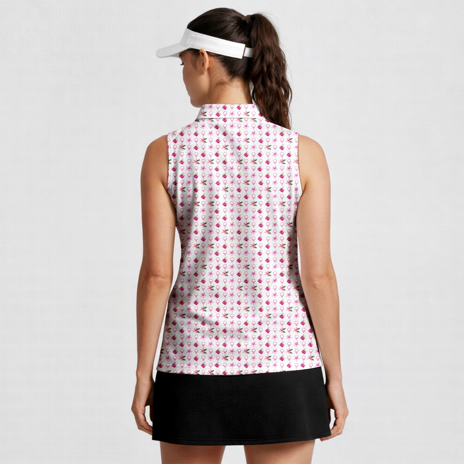 Azalea-Women Sleeveless Polo Shirt-Gerbera Prints