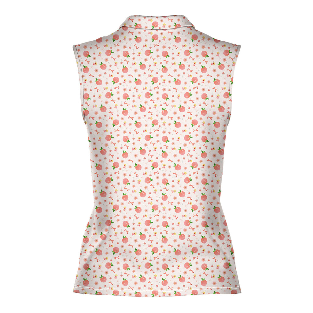 Peach State-Women Sleeveless Polo Shirt-Gerbera Prints