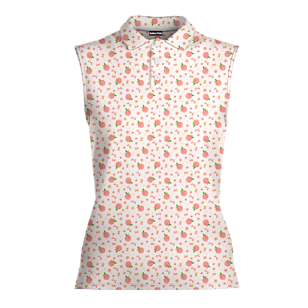 Peach State-Women Sleeveless Polo Shirt-Gerbera Prints