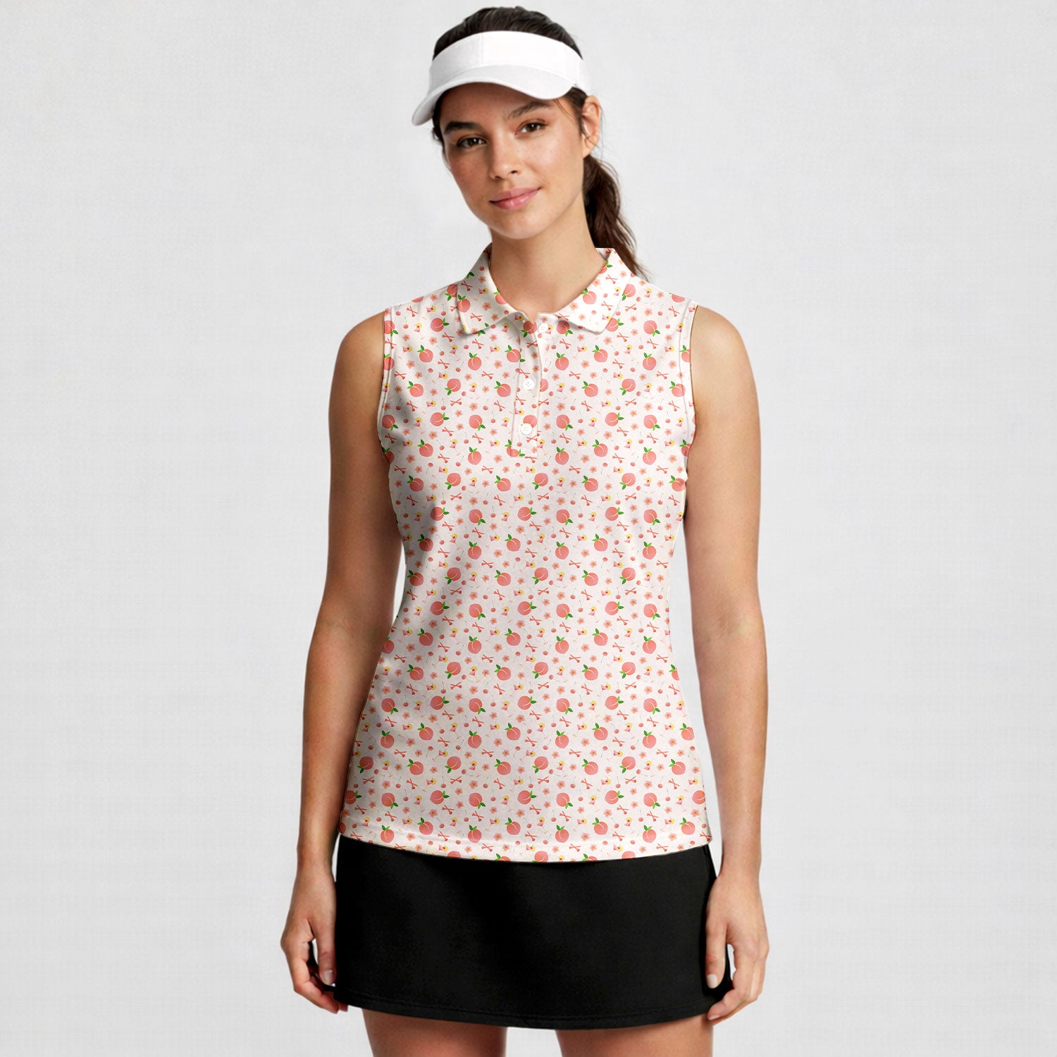 Peach State-Women Sleeveless Polo Shirt-Gerbera Prints