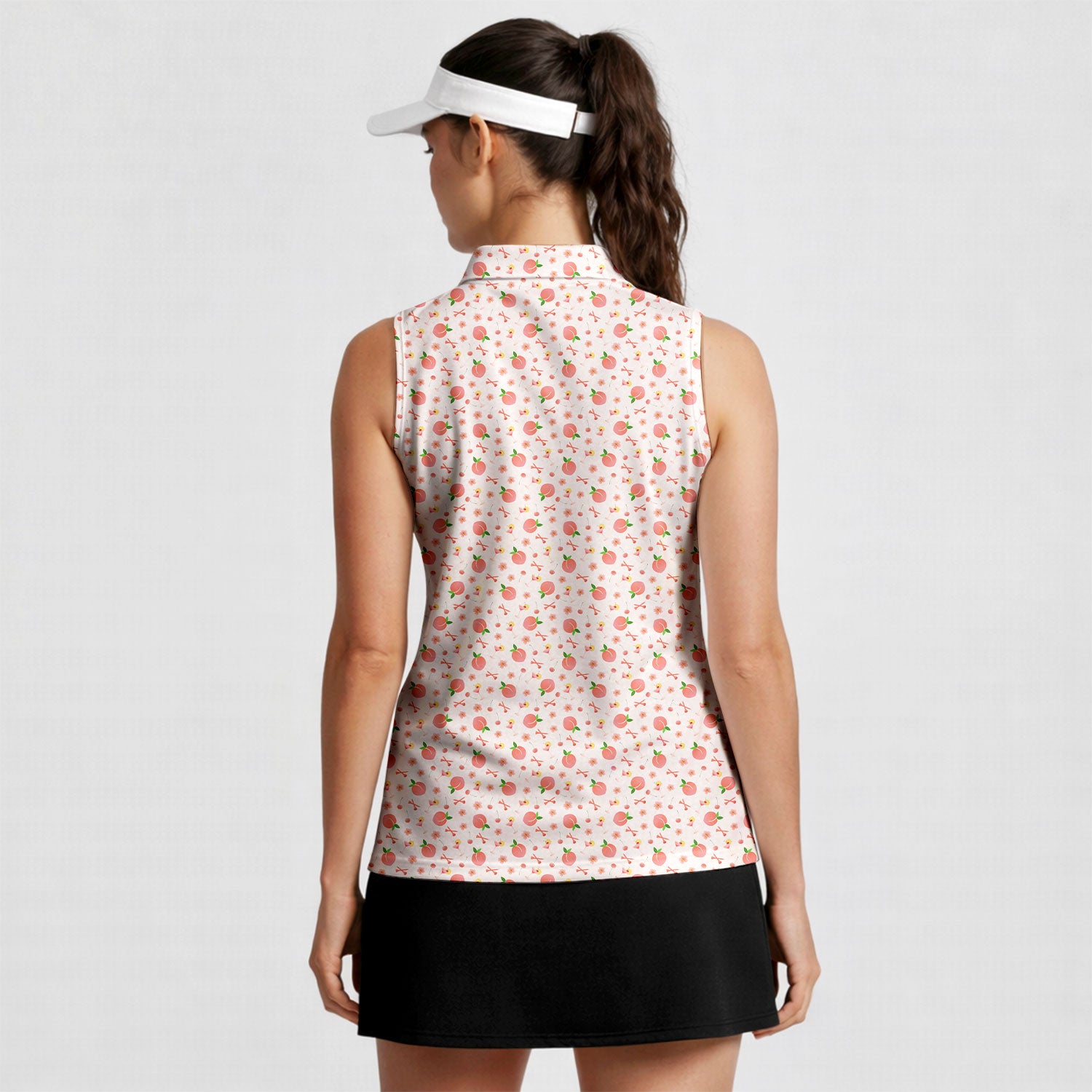 Peach State-Women Sleeveless Polo Shirt-Gerbera Prints