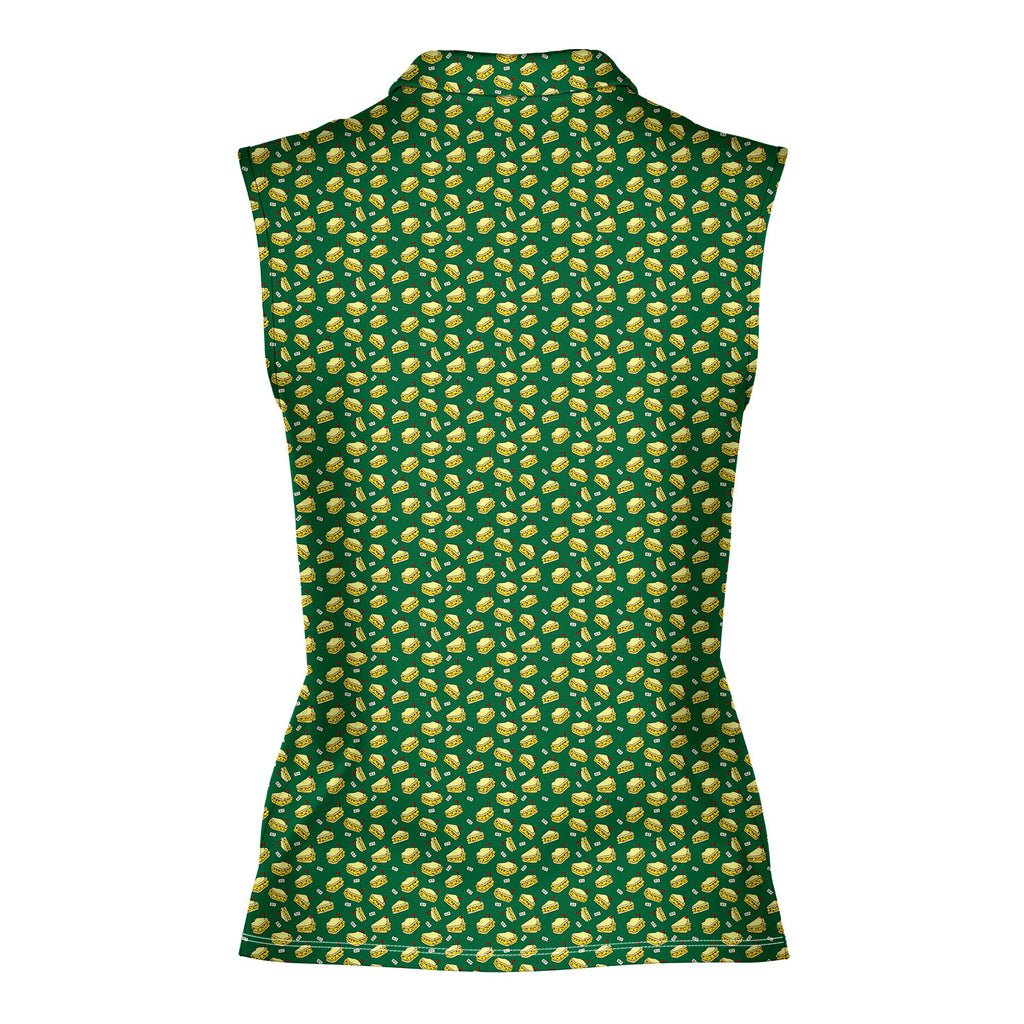 Pimento Club-Women Sleeveless Polo Shirt-Gerbera Prints