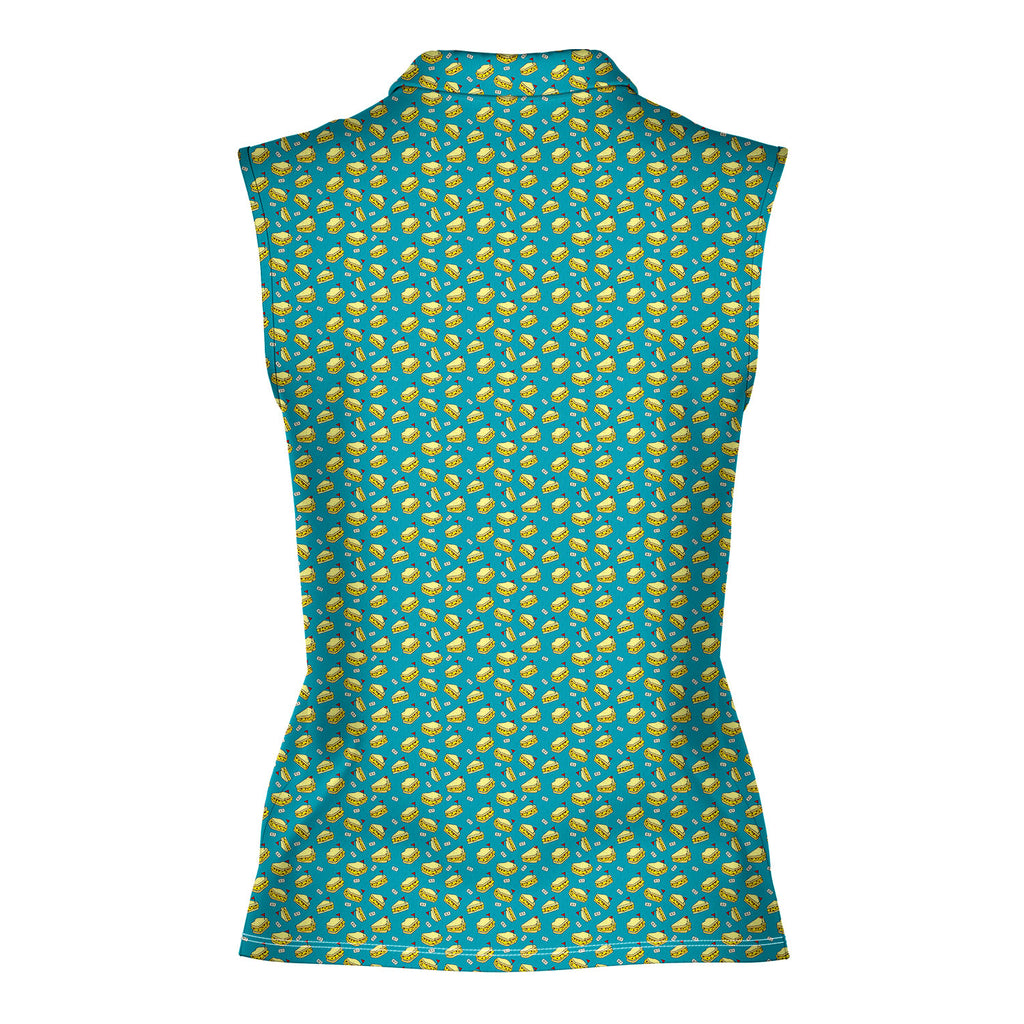 Pimento Club-Women Sleeveless Polo Shirt-Gerbera Prints