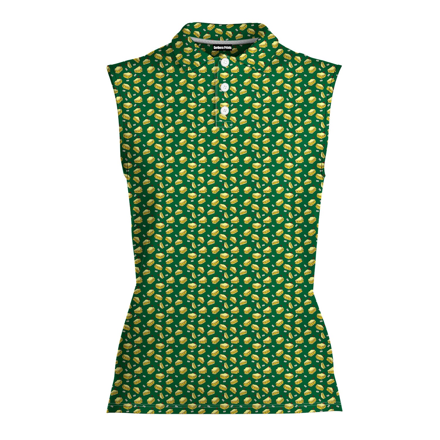 Pimento Club-Women Sleeveless Polo Shirt-Gerbera Prints